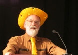 Terry Pratchett in a yellow hat